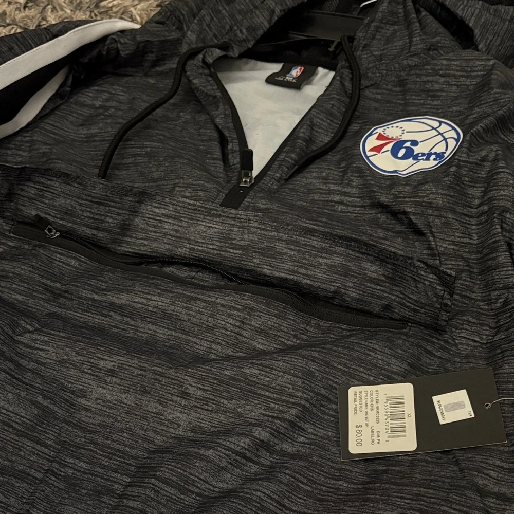 Philadelphia 76ers Pullover Windbreaker Hoodie US Men’s XL - Picture 5 of 6